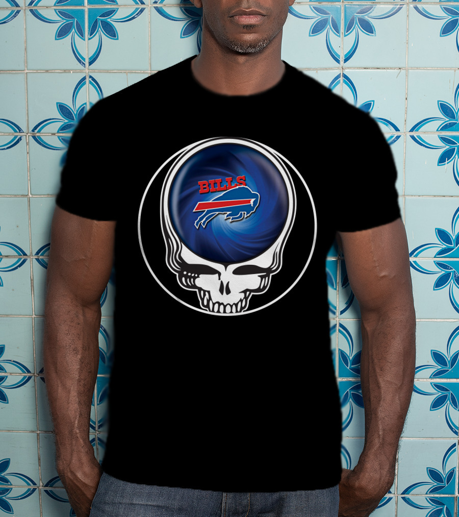 Buffalo Bills Grateful Dead Skull Icon With Spiral T-Shirt