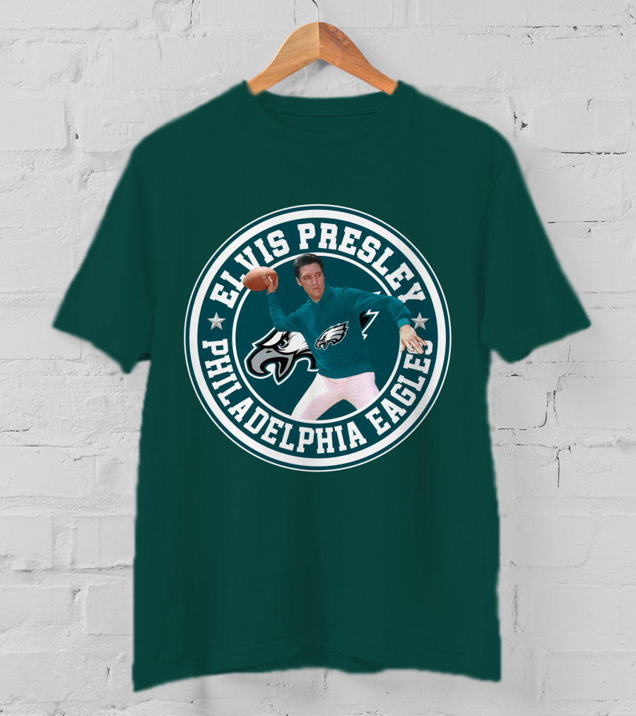 Elvis Presley Philadelphia Eagles Football Quarterback T-Shirt