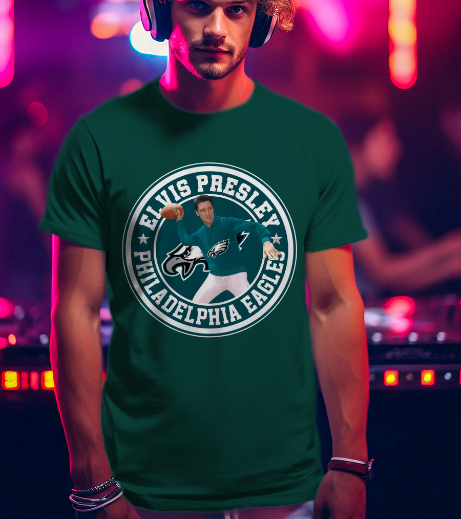 Elvis Presley Philadelphia Eagles Football Quarterback T-Shirt
