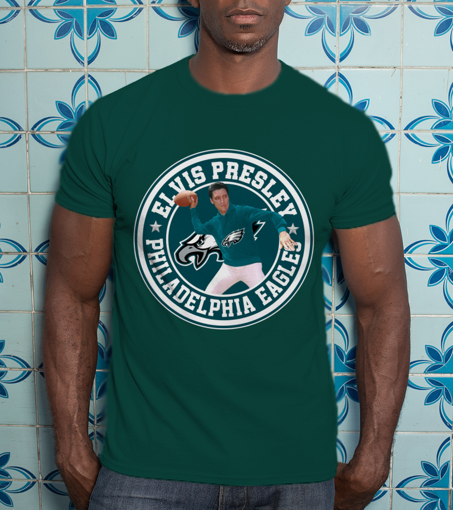Elvis Presley Philadelphia Eagles Football Quarterback T-Shirt