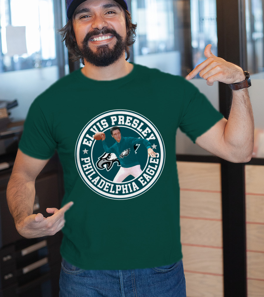 Elvis Presley Philadelphia Eagles Football Quarterback T-Shirt