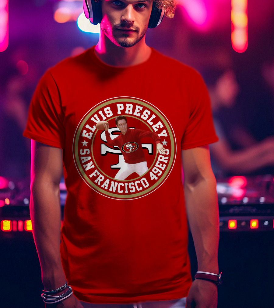 Elvis Presley San Francisco 49ers Football Player Circle T-Shirt