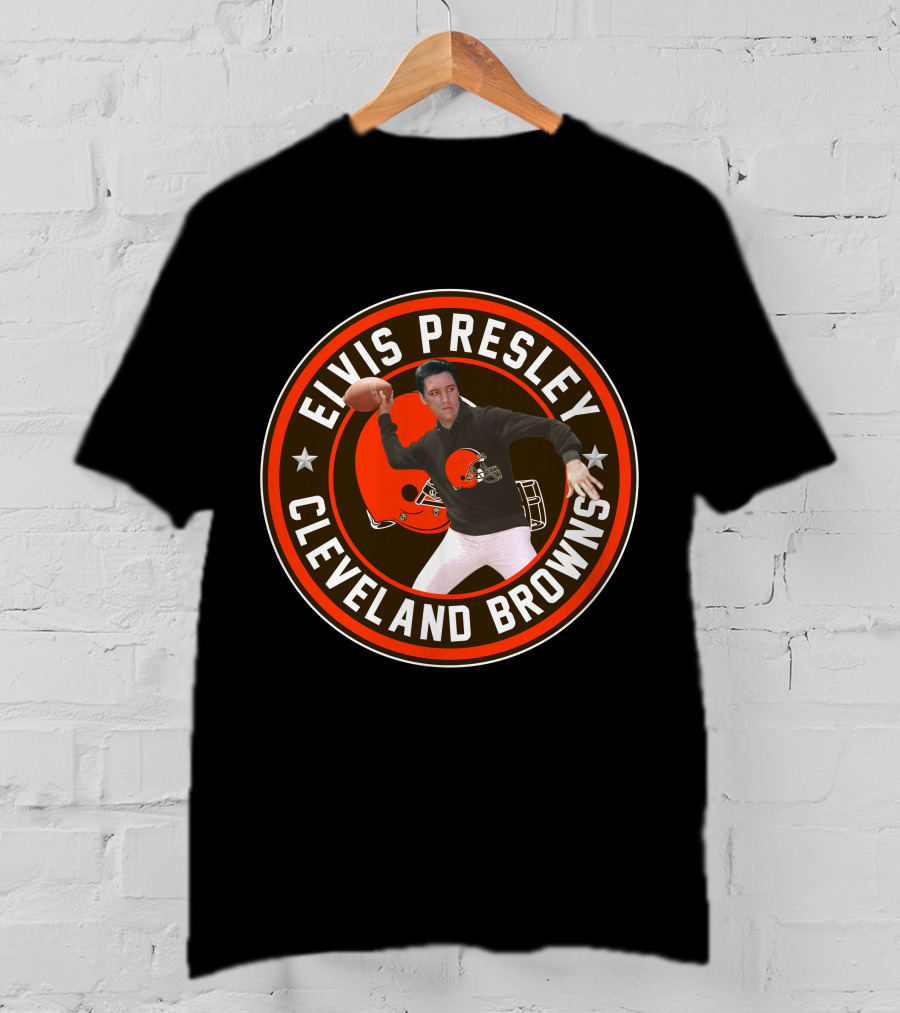 Elvis Presley Cleveland Browns Football Quarterback T-Shirt