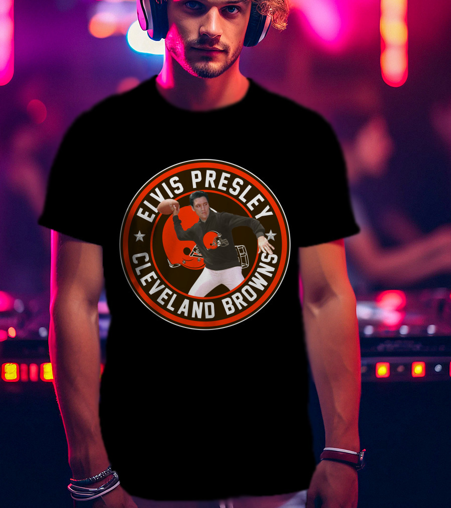 Elvis Presley Cleveland Browns Football Quarterback T-Shirt