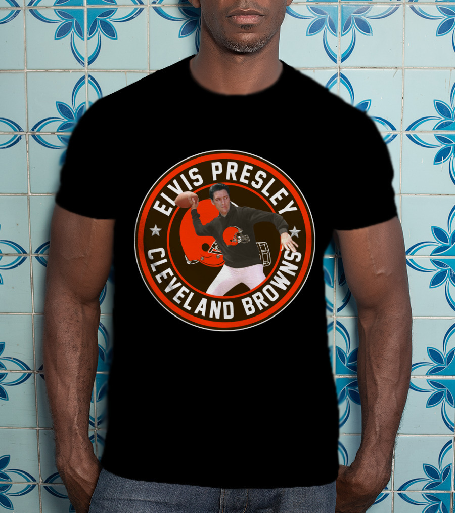 Elvis Presley Cleveland Browns Football Quarterback T-Shirt