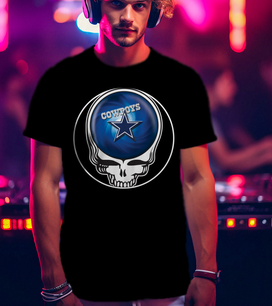 Cowboys Star Skull Blue Background T-Shirt