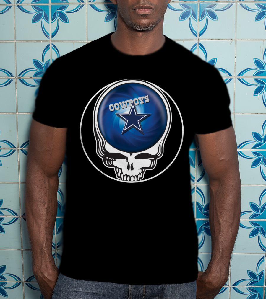 Cowboys Star Skull Blue Background T-Shirt