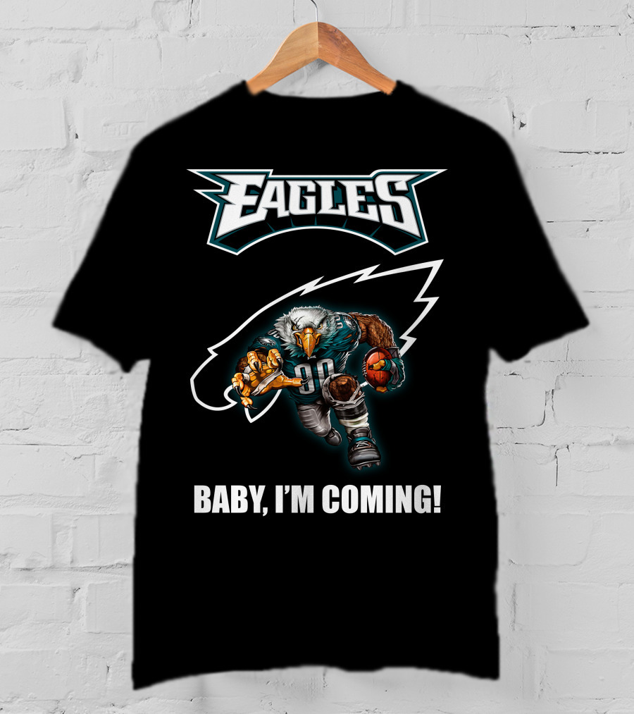 Eagles Football Eagle Mascot Charging Forward With Ball T-Shirt