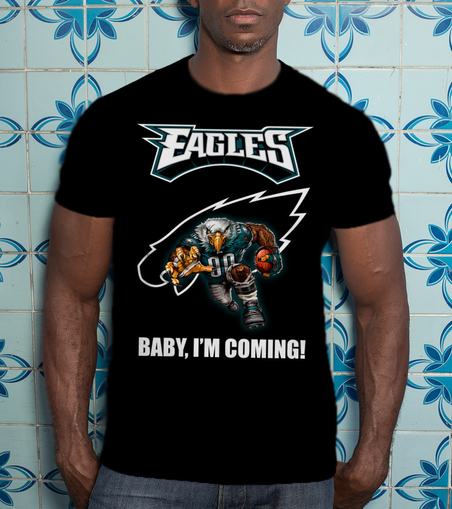 Eagles Football Eagle Mascot Charging Forward With Ball T-Shirt