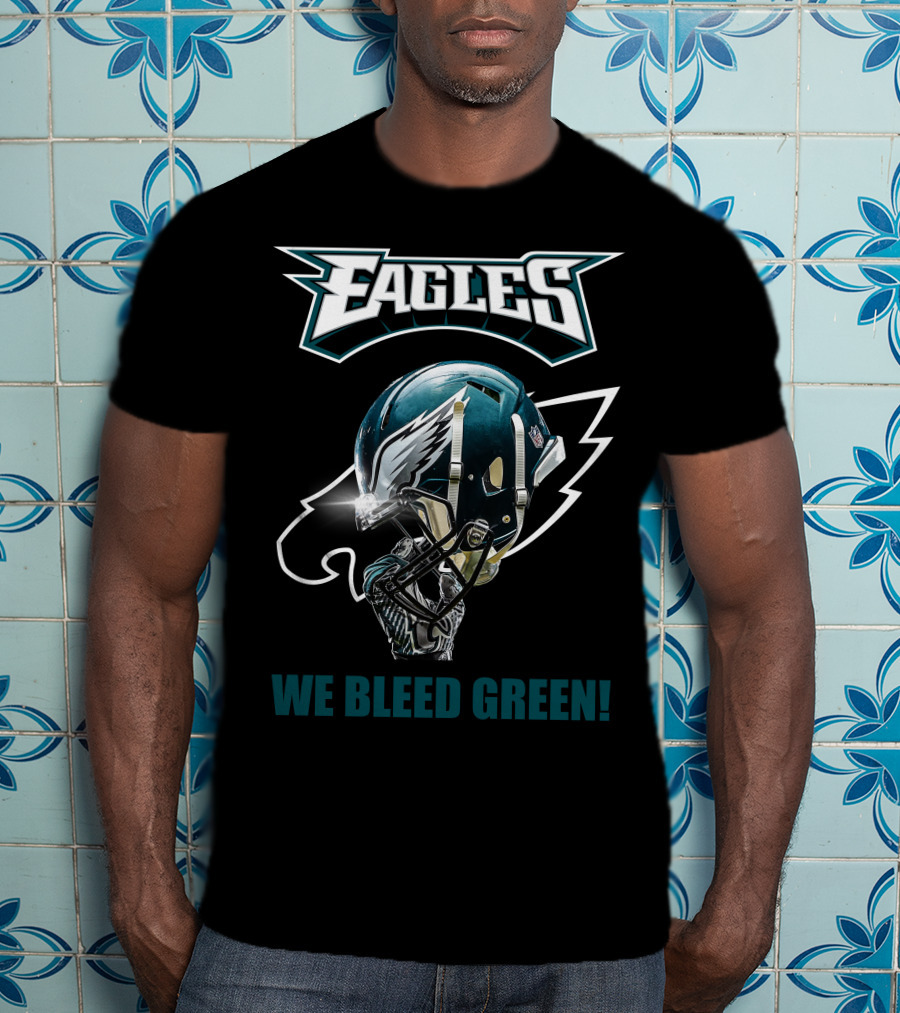 Eagles We Bleed Green Helmet T-Shirt