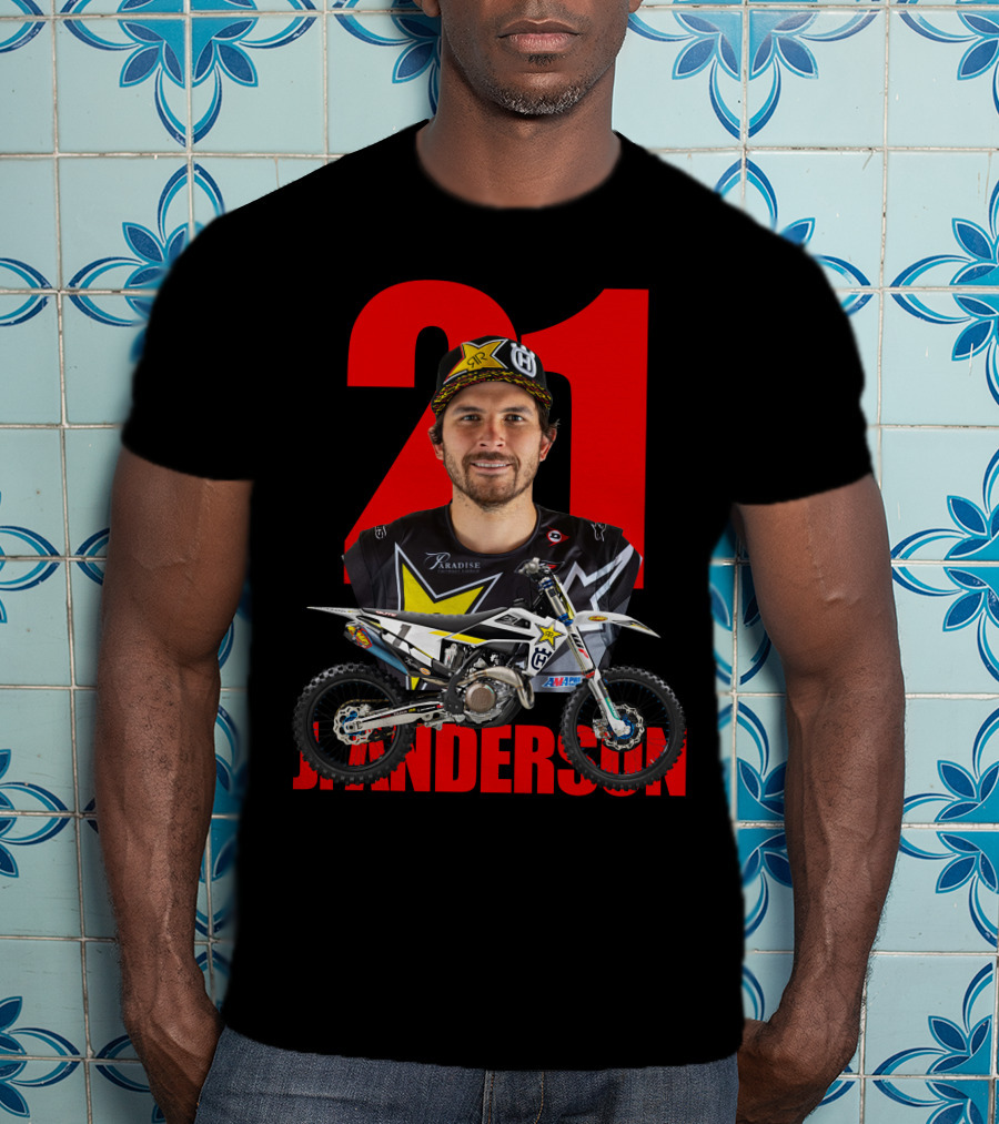 Jason Anderson 21 Motocross Star With Bike And Number T-Shirt