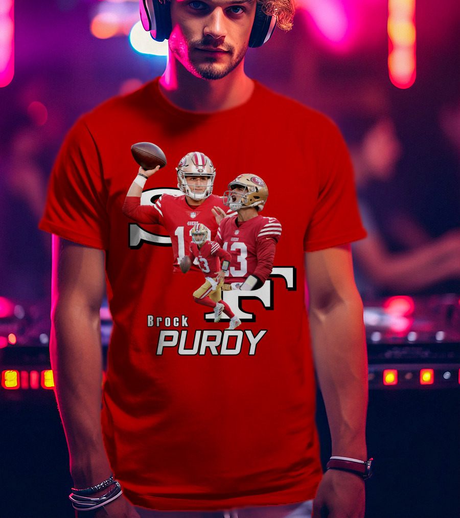 Brock Purdy NFL Quarterback Action Collage T-Shirt