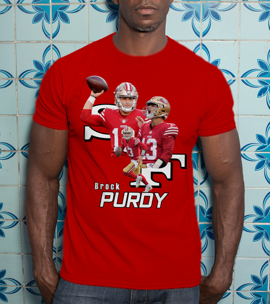 Brock Purdy NFL Quarterback Action Collage T-Shirt