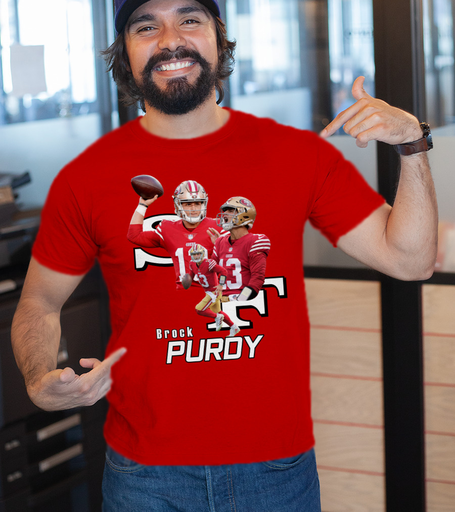 Brock Purdy NFL Quarterback Action Collage T-Shirt