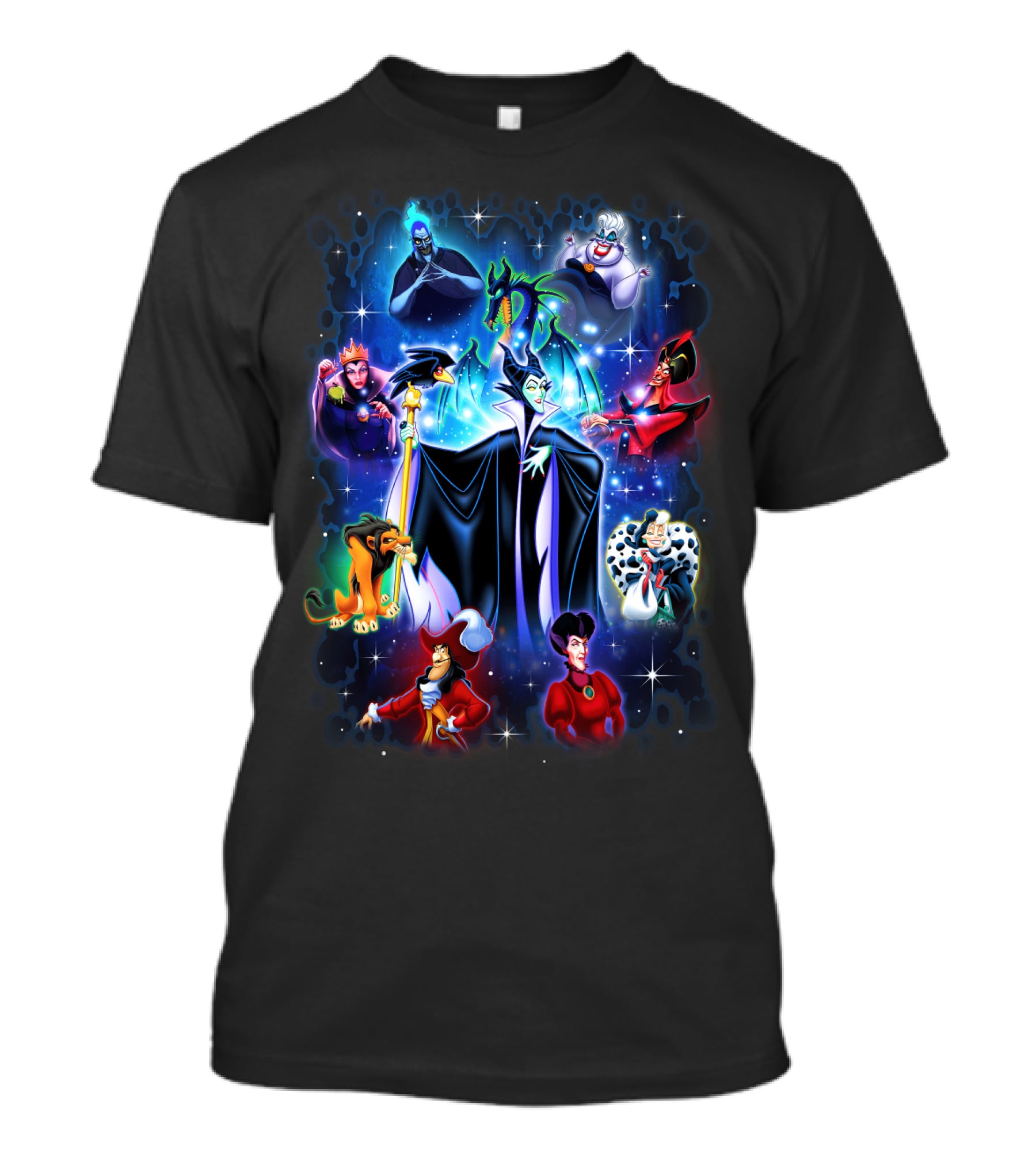 Disney Villains Maleficent Hades Ursula Scar Jafar Evil Queen Captain Hook Queen Of Hearts Cruella De Vil T-Shirt