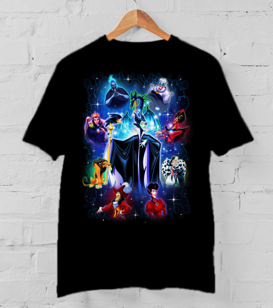 Disney Villains Maleficent Hades Ursula Scar Jafar Evil Queen Captain Hook Queen Of Hearts Cruella De Vil T-Shirt