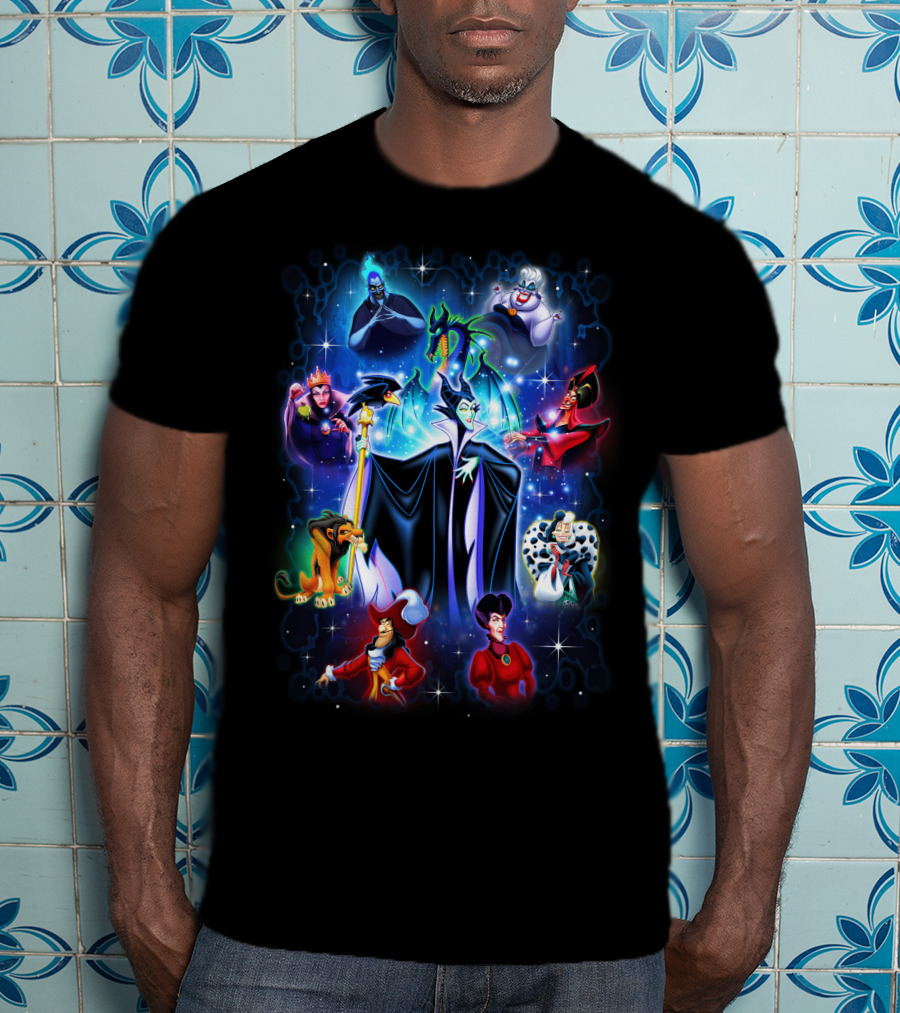 Disney Villains Maleficent Hades Ursula Scar Jafar Evil Queen Captain Hook Queen Of Hearts Cruella De Vil T-Shirt