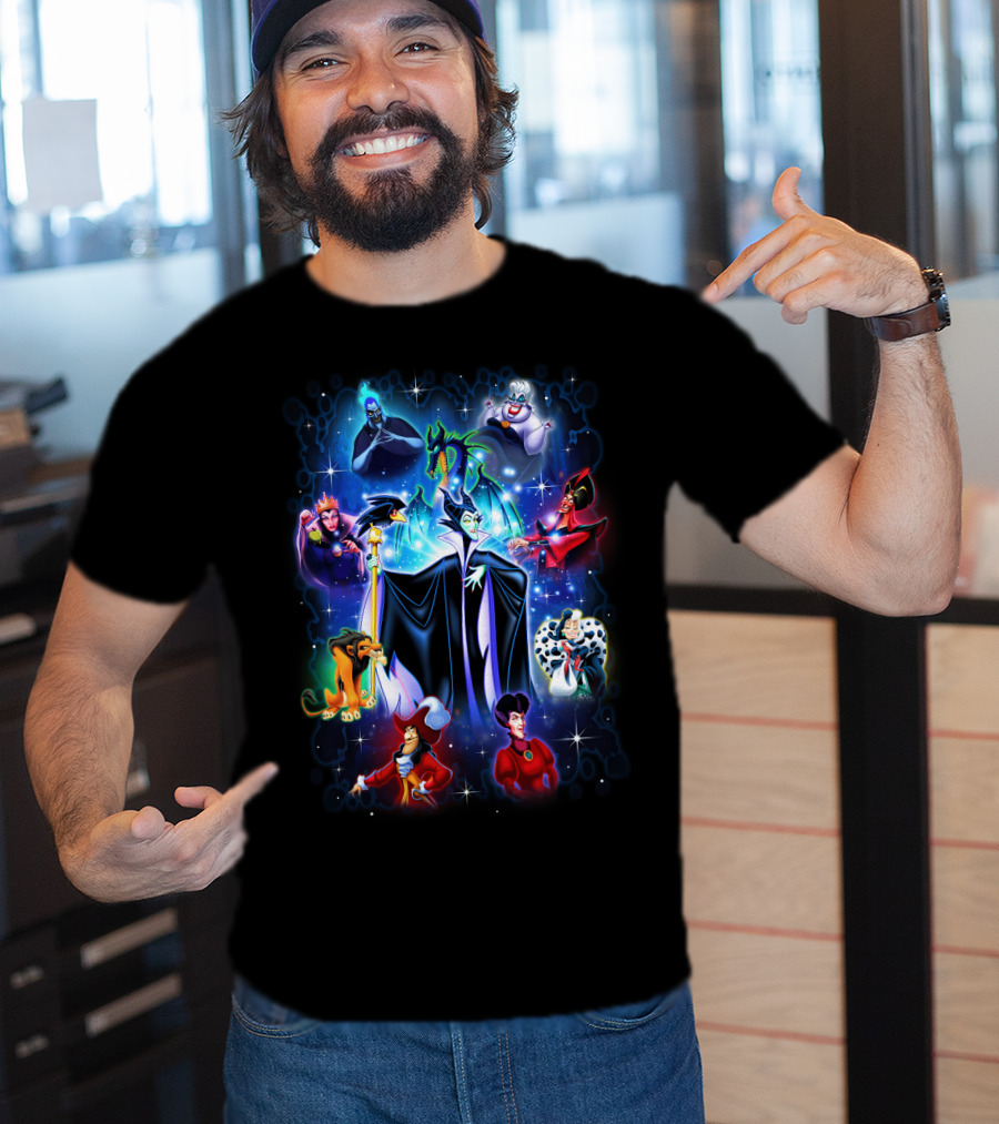 Disney Villains Maleficent Hades Ursula Scar Jafar Evil Queen Captain Hook Queen Of Hearts Cruella De Vil T-Shirt