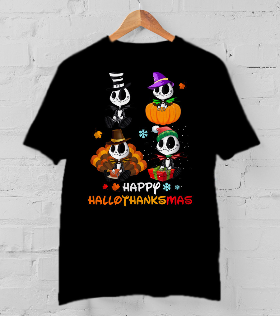 Happy Hallothanksmas Jack Skellington Pumpkin Turkey Present T-Shirt