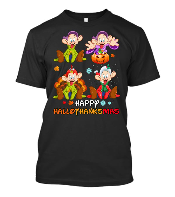 HAPPY HALLOTHANKSMAS Dopey Halloween Thanksgiving Christmas T-Shirt