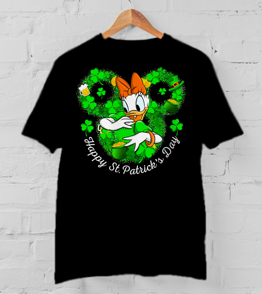 Daisy Duck Happy St. Patrick's Day Shamrocks And Pot Of Gold T-Shirt