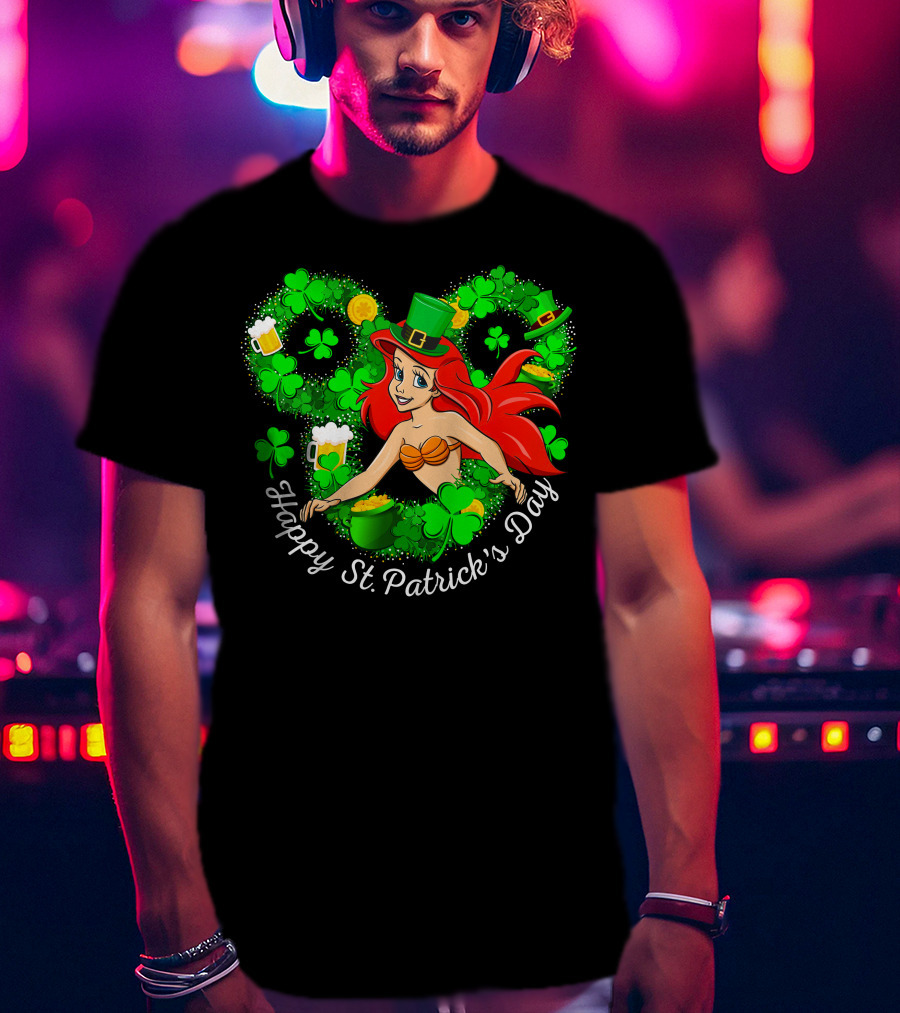 Ariel Happy St. Patrick's Day Shamrocks And Hat T-Shirt
