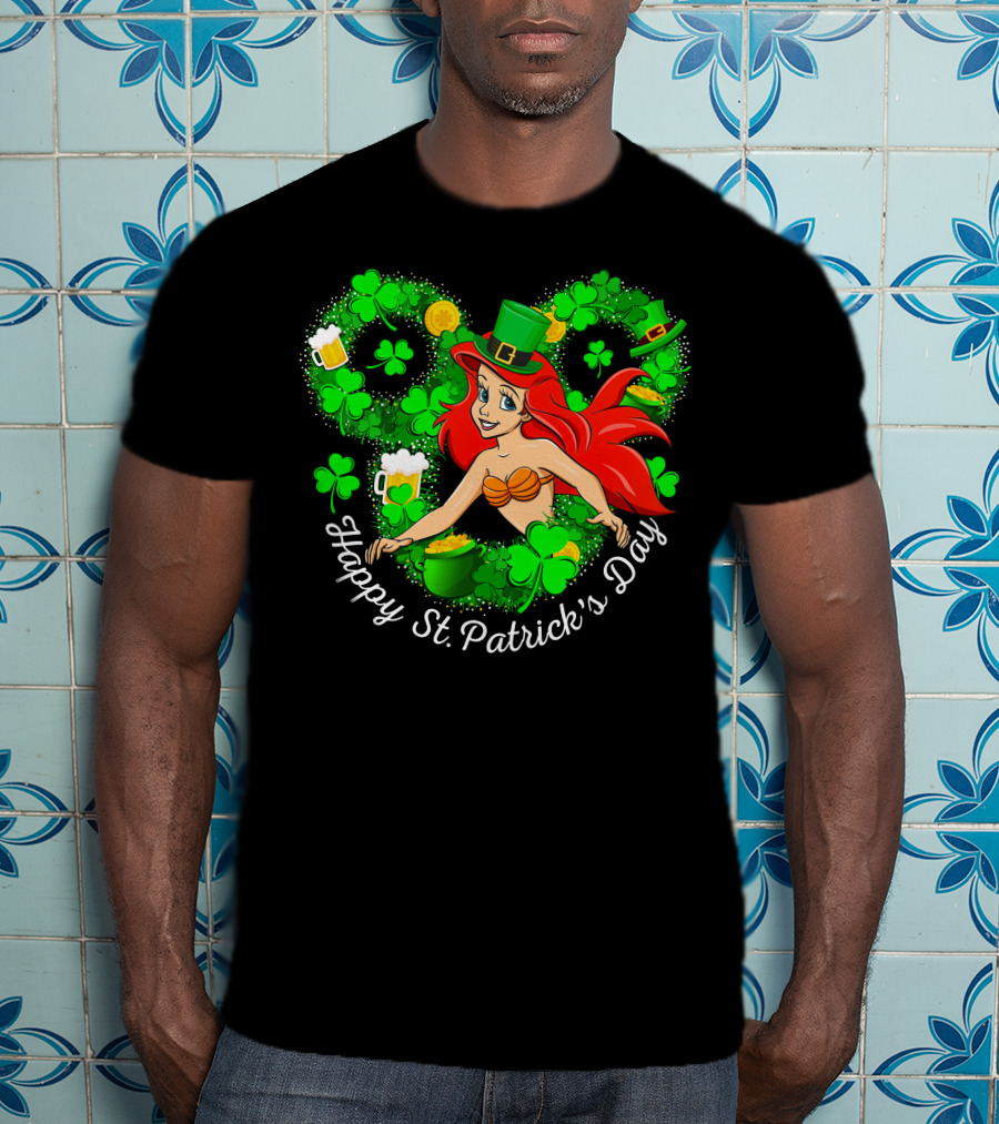 Ariel Happy St. Patrick's Day Shamrocks And Hat T-Shirt
