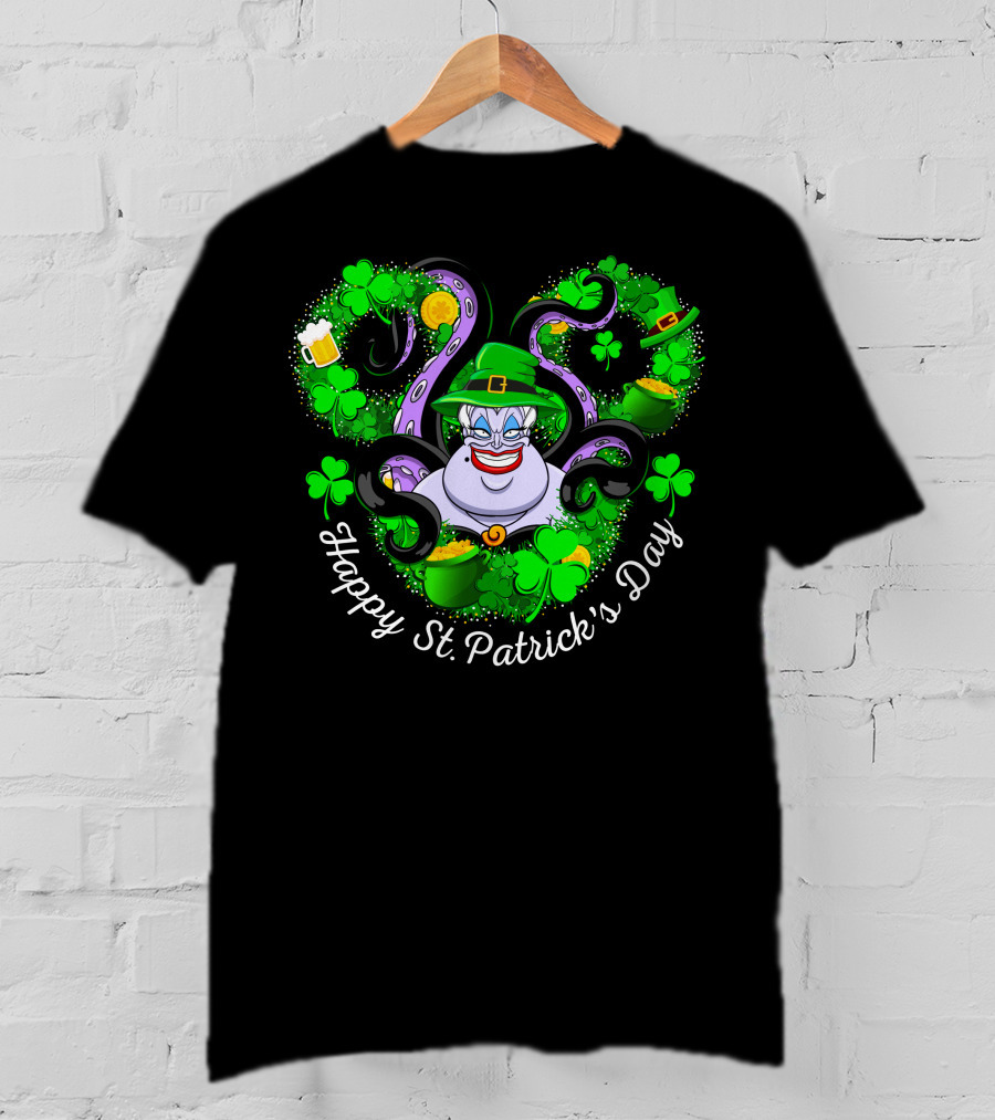 Happy St. Patrick's Day Ursula With Clovers And Gold T-Shirt