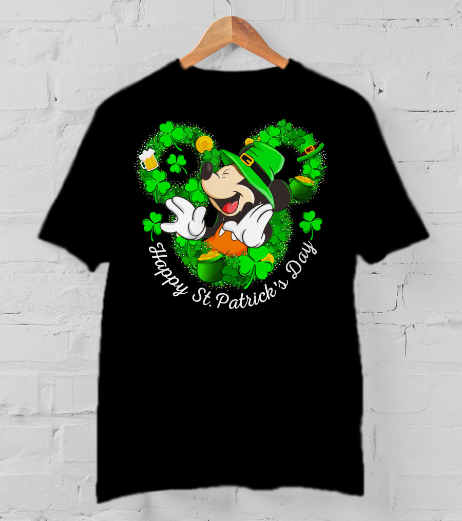 Happy St. Patrick's Day Mickey Mouse Shamrock Green Hat T-Shirt