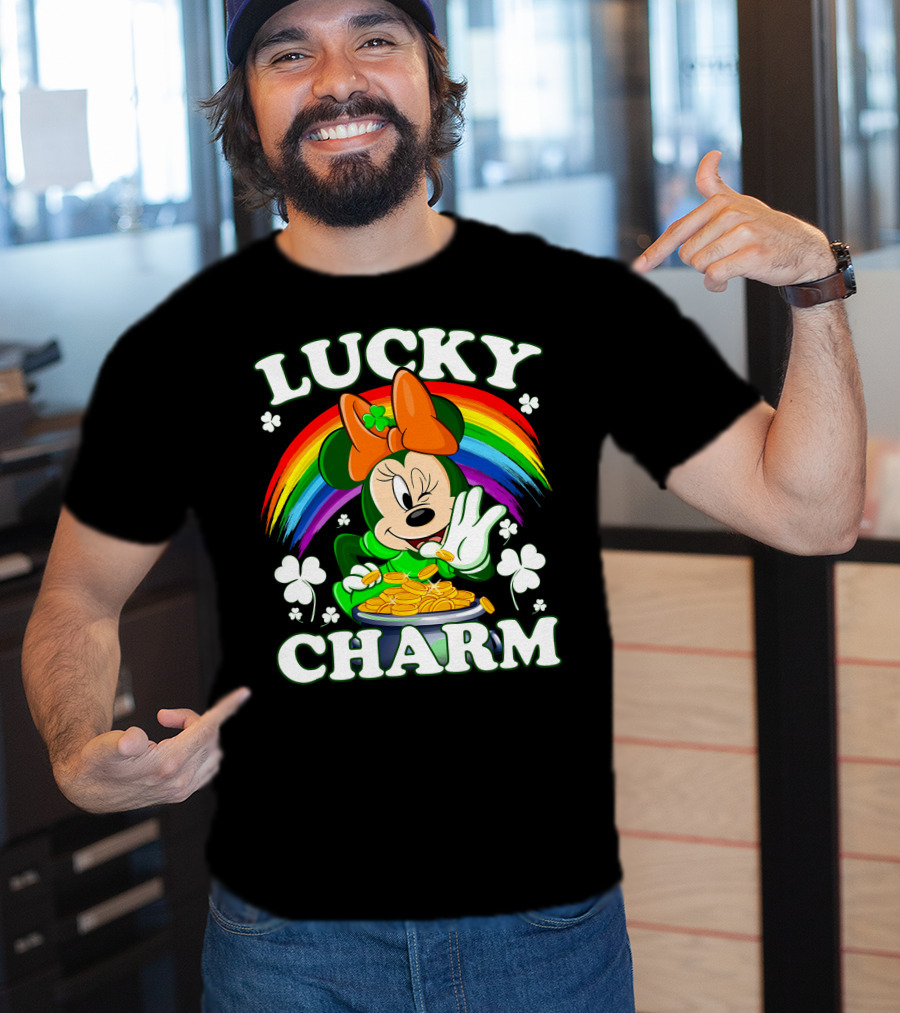 Lucky Charm Minnie Rainbow Coins And Shamrocks T-Shirt