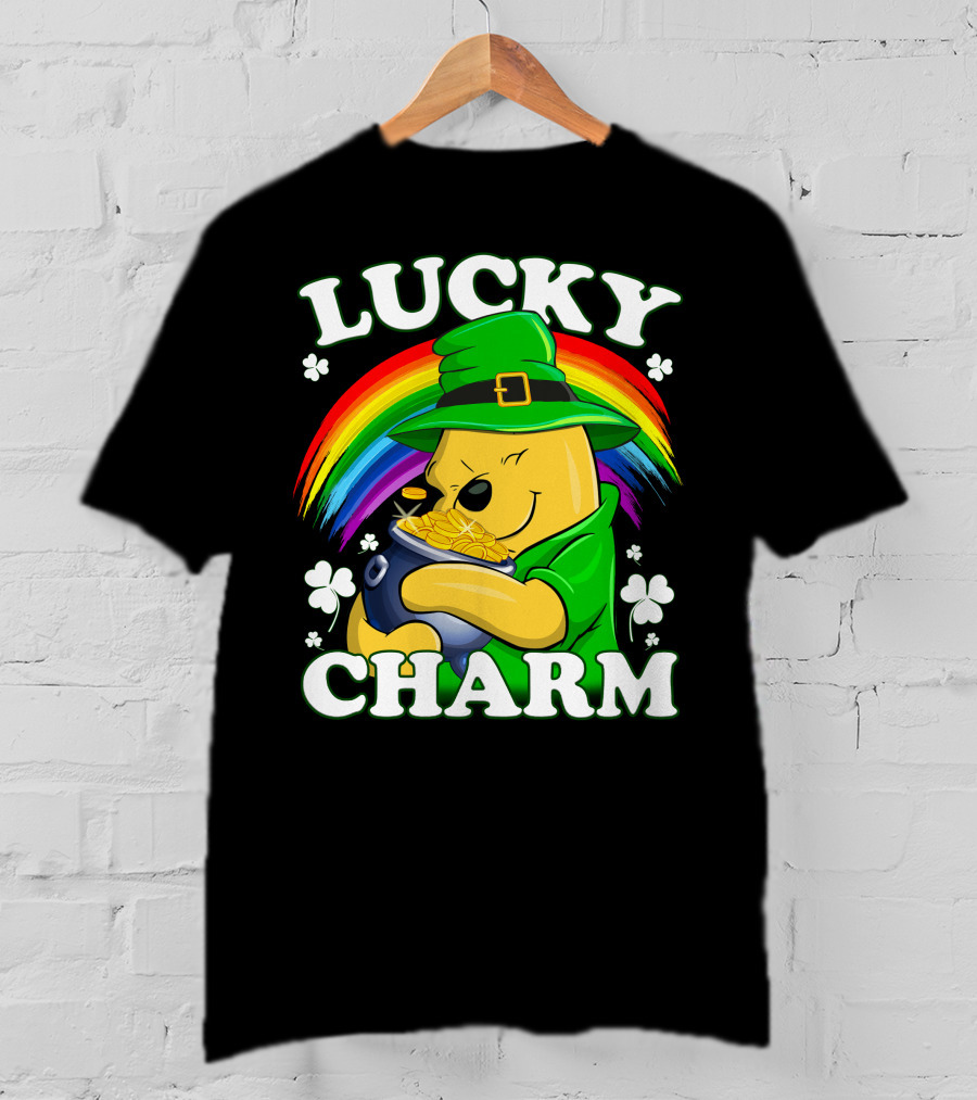 Pooh Lucky Charm Rainbow Leprechaun Clover Gold T-Shirt