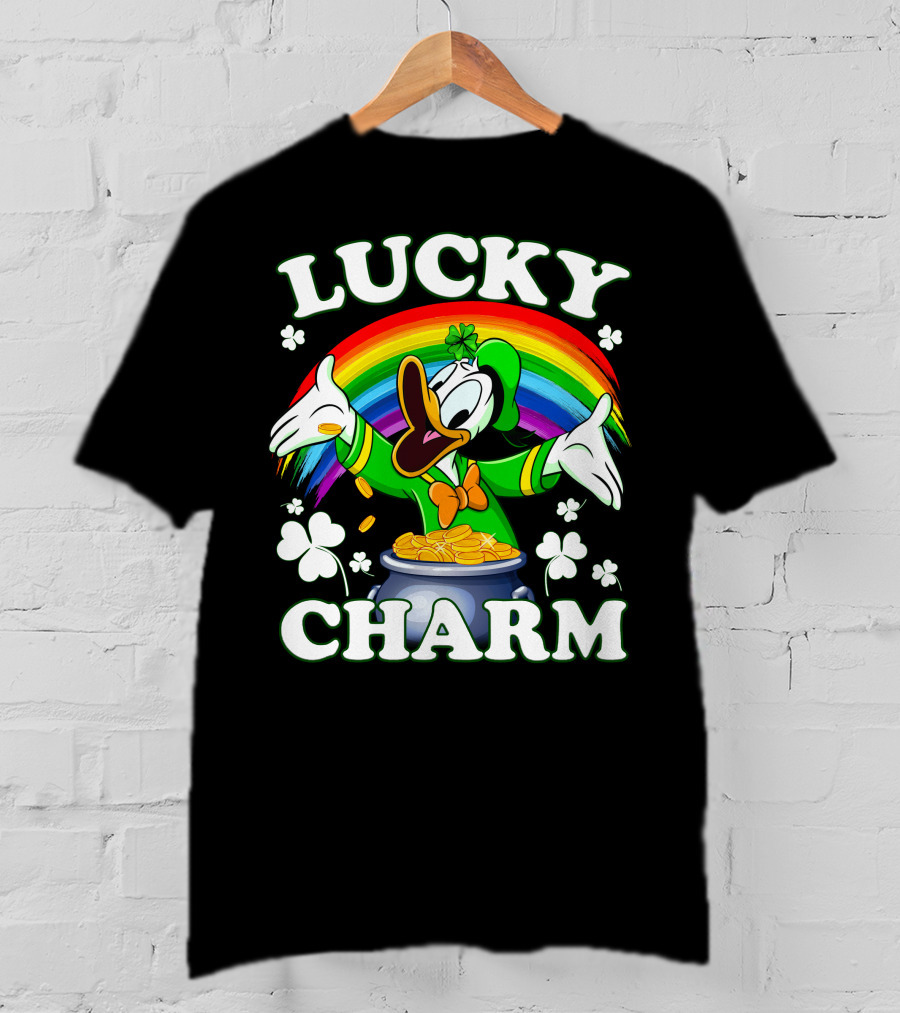 Lucky Charm Donald Pot Of Gold Rainbow Clovers T-Shirt
