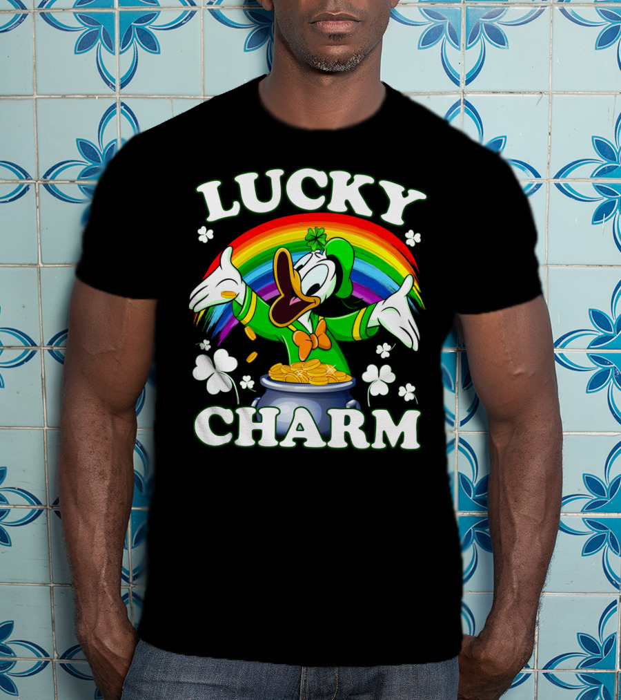 Lucky Charm Donald Pot Of Gold Rainbow Clovers T-Shirt