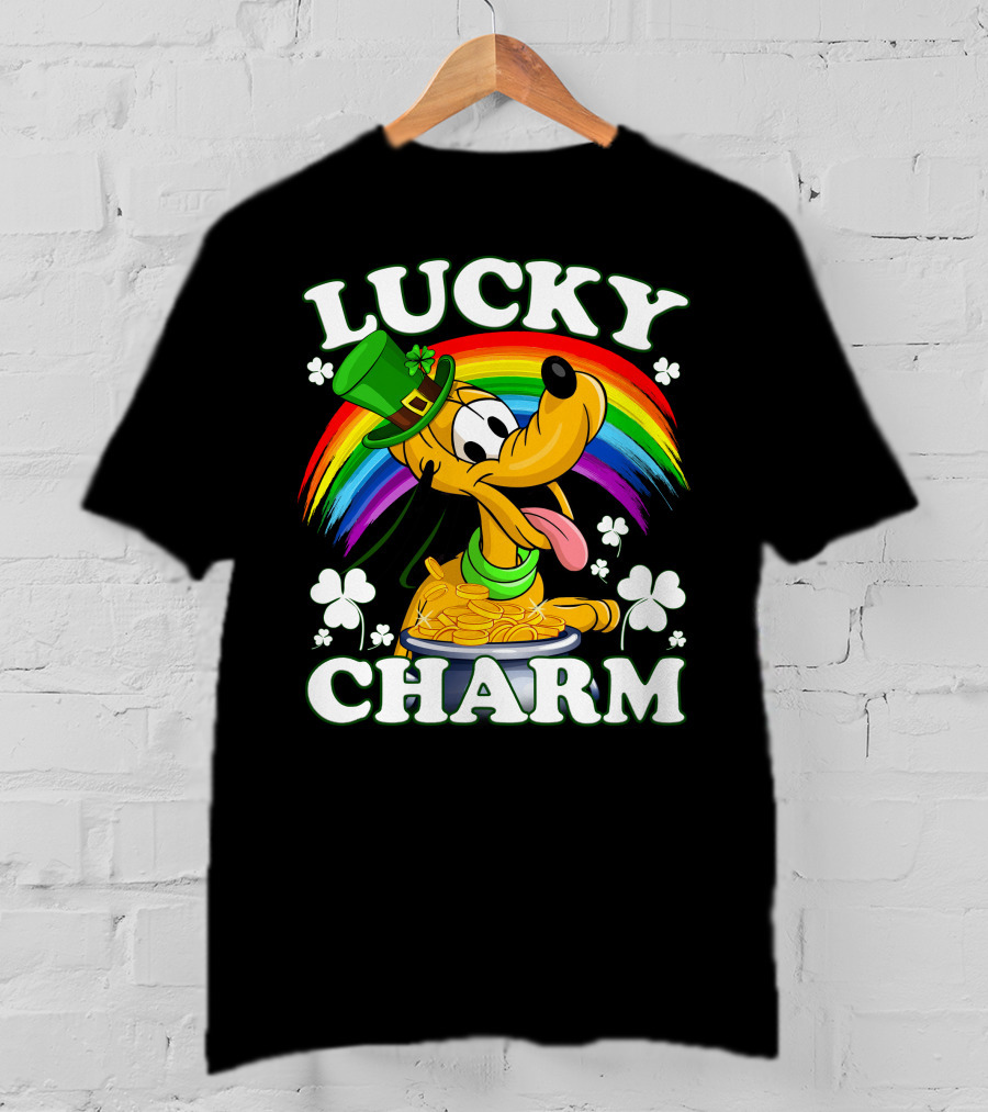 Lucky Charm Pluto Rainbow Clover Hat Coins T-Shirt