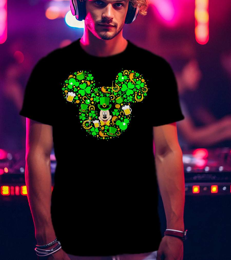Mickey Shamrock St. Patrick's Day Clover Leprechaun Hat T-Shirt