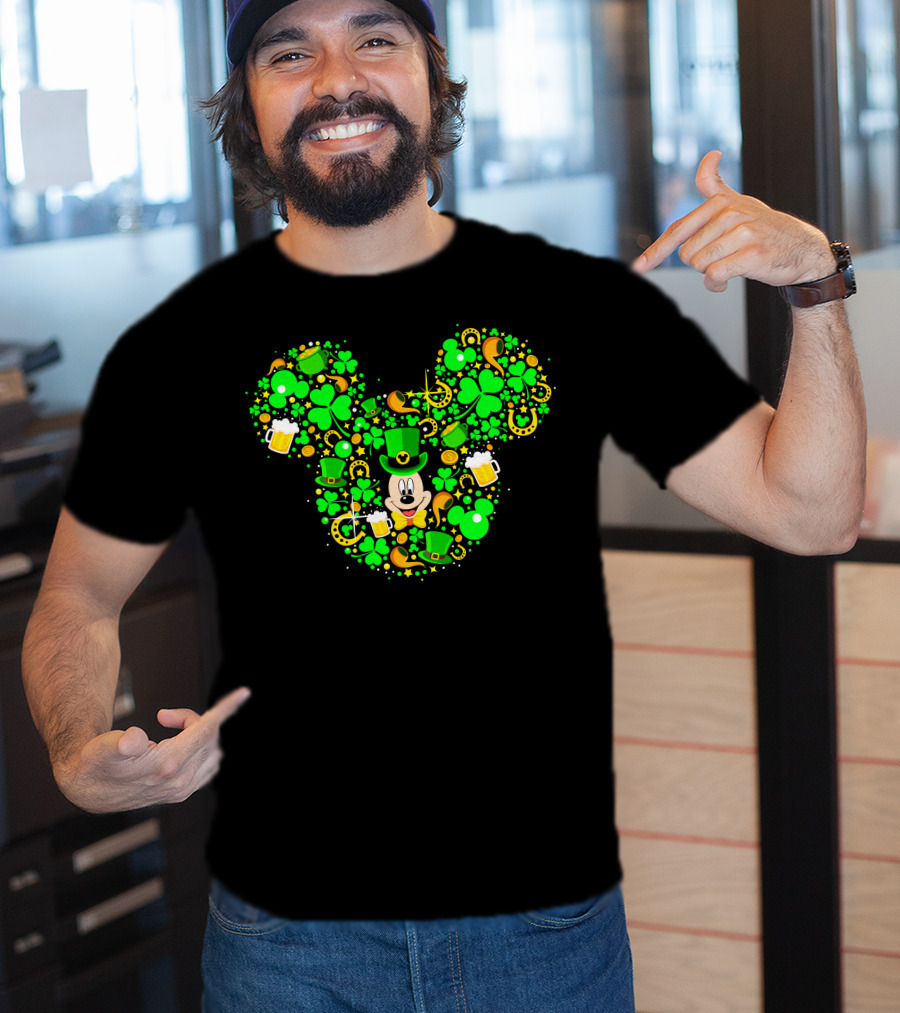 Mickey Shamrock St. Patrick's Day Clover Leprechaun Hat T-Shirt
