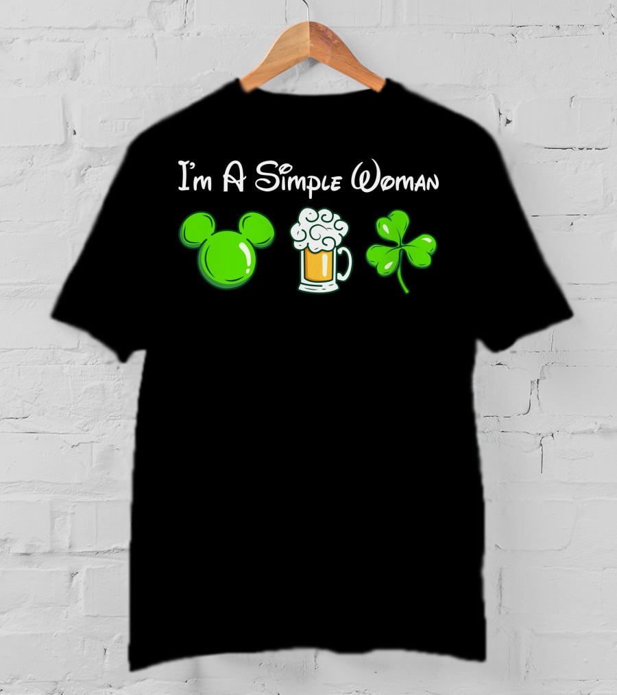 I'm A Simple Woman Mouse Ears Beer Shamrock T-Shirt