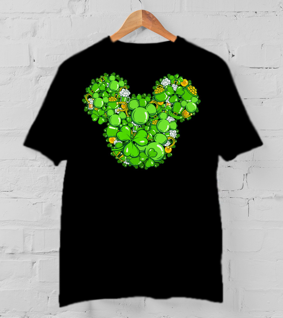 Mickey Head St Patrick's Day Clover Beer T-Shirt