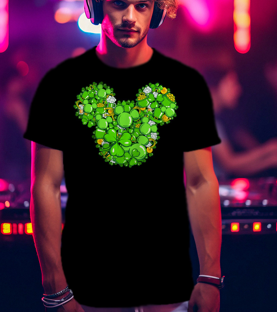 Mickey Head St Patrick's Day Clover Beer T-Shirt