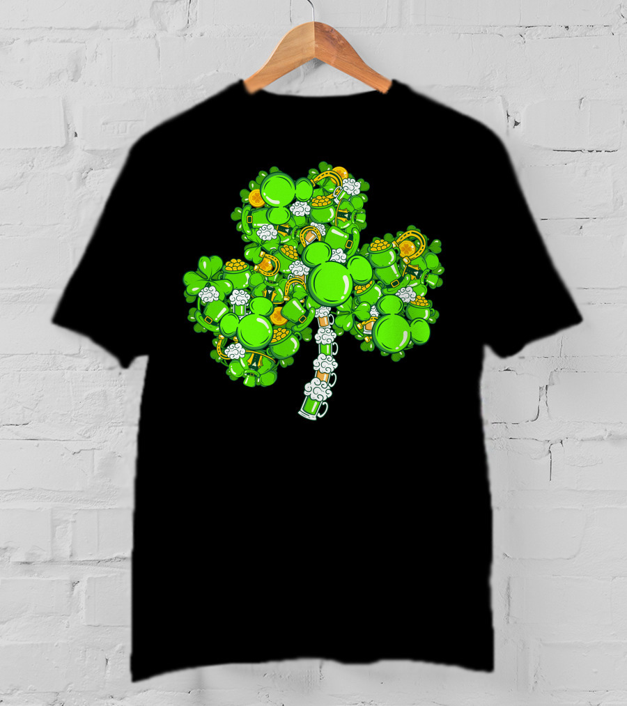 Shamrocks And Leprechaun Gold With Mickey Ears T-Shirt