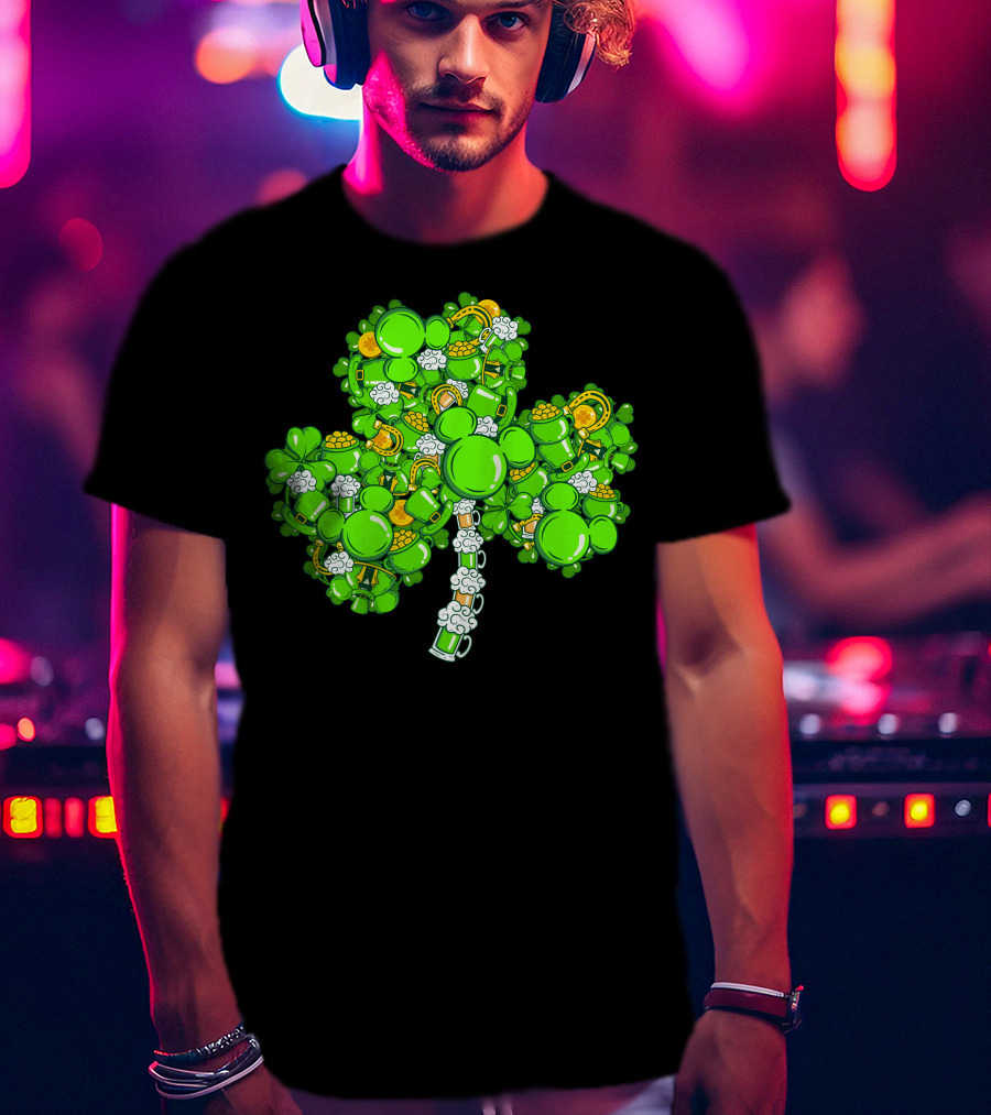 Shamrocks And Leprechaun Gold With Mickey Ears T-Shirt