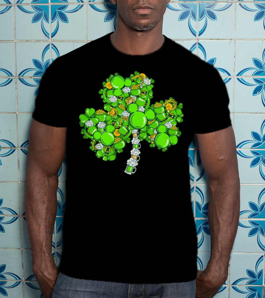 Shamrocks And Leprechaun Gold With Mickey Ears T-Shirt