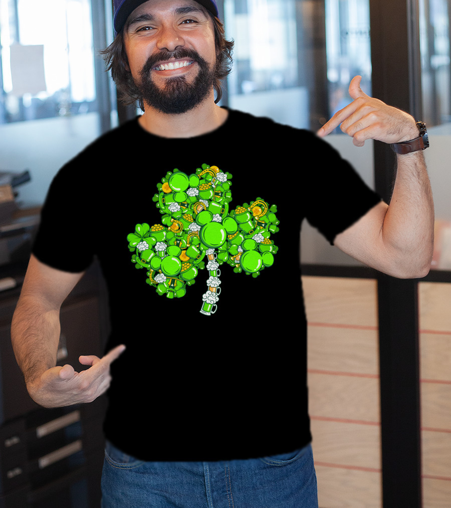 Shamrocks And Leprechaun Gold With Mickey Ears T-Shirt