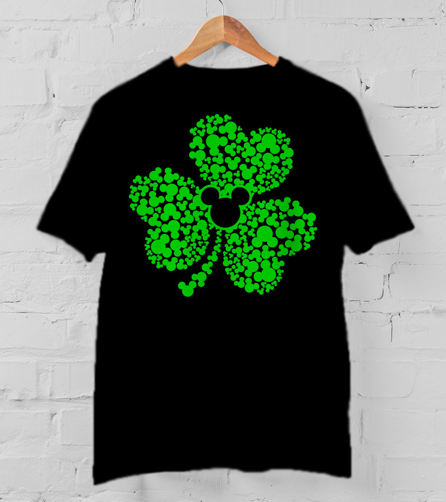 SHAMROCK Mouse Icon Themed St. Patrick's Day Green Flowers T-Shirt