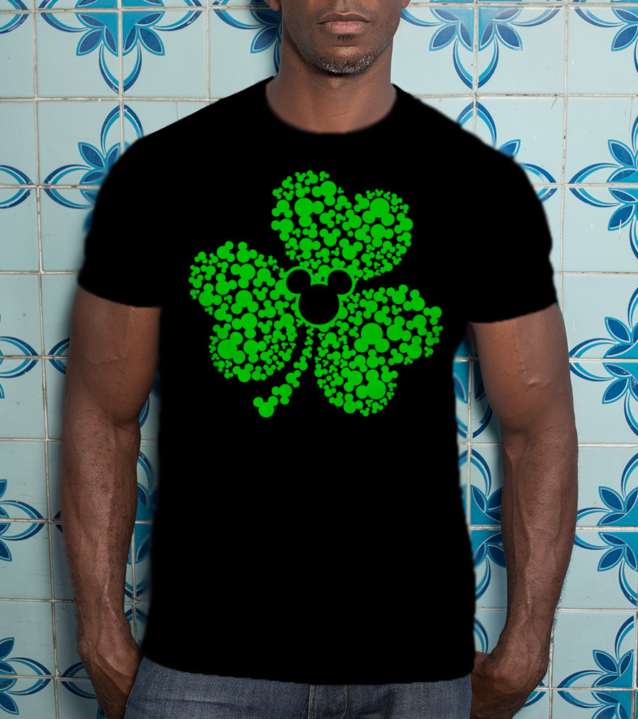 SHAMROCK Mouse Icon Themed St. Patrick's Day Green Flowers T-Shirt