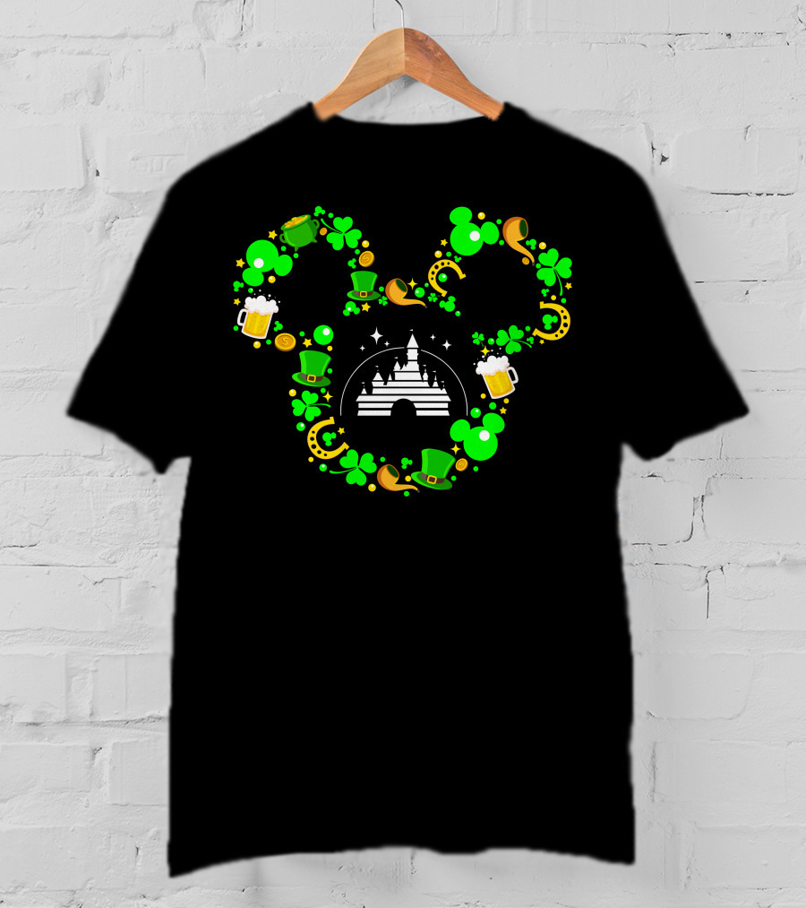 Mickey Mouse St. Patrick's Day Castle Shamrocks And Beer T-Shirt