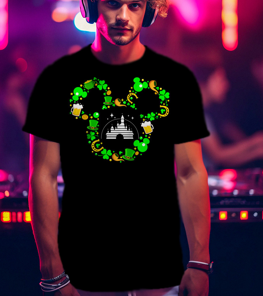 Mickey Mouse St. Patrick's Day Castle Shamrocks And Beer T-Shirt