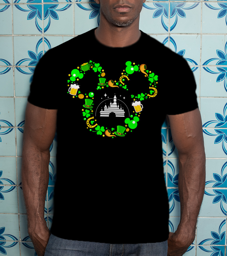 Mickey Mouse St. Patrick's Day Castle Shamrocks And Beer T-Shirt