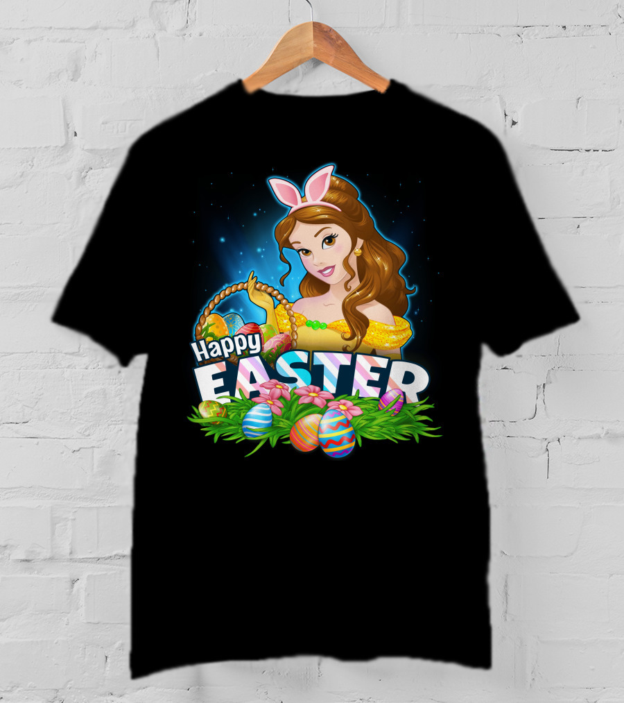 Bella Happy Easter Bunny Ears With Easter Eggs And Flowers T-Shirt