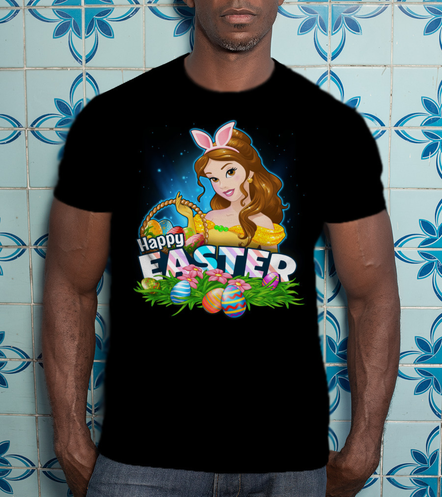 Bella Happy Easter Bunny Ears With Easter Eggs And Flowers T-Shirt